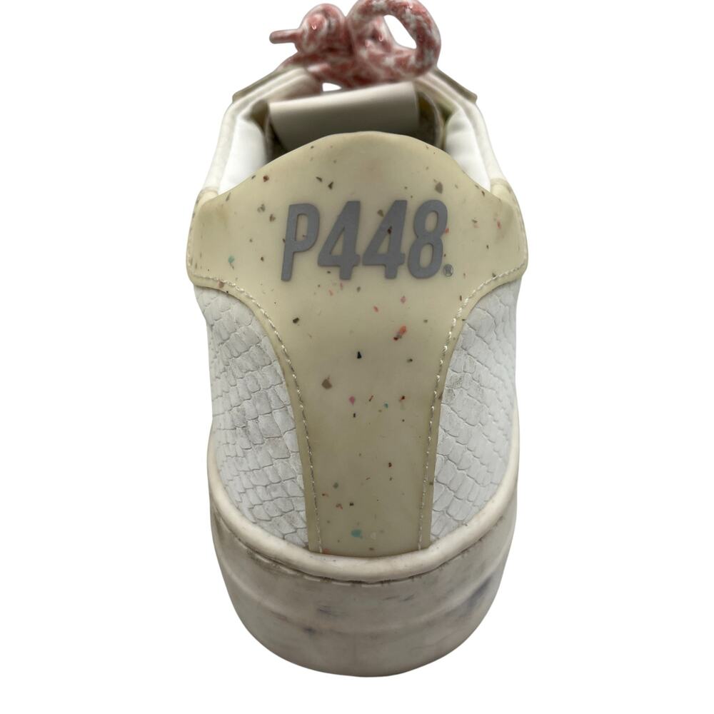 P448 Thea Confetti Snakeskin Leather Platform Sneakers White Size 38 US 7.5-8 - Picture 5 of 9